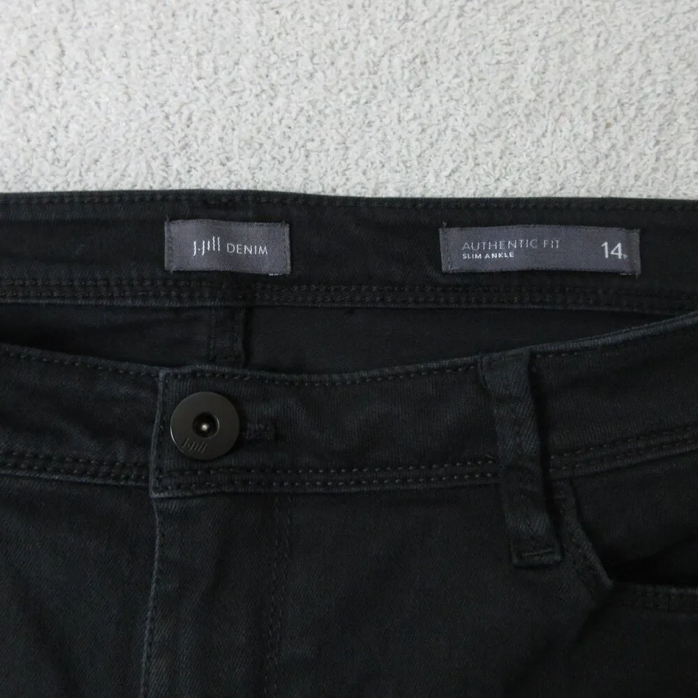 J Jill Jeans Womens 14P Petite Authentic Fit Slim Ankle Black Stretch 36x26